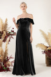 Sheath-Column Floor Length Velvet Bridesmaid Dress