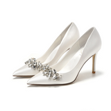 Rhinestone bridal shoes satin stiletto heel high heels