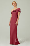 Sheath-Column Floor Length Chiffon Bridesmaid Dress