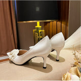 camellia white high-heeled bridal shoes