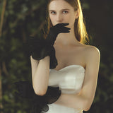 Black short bridal gloves