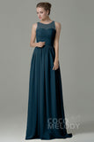 Sheath Floor Length Lace/Chiffon Bridesmaid Dress