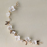 Ceramic flower pearl headpiece bridal hair band