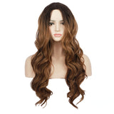 Women's gradient wig long curly hair big wave chemical fiber headgear wigs