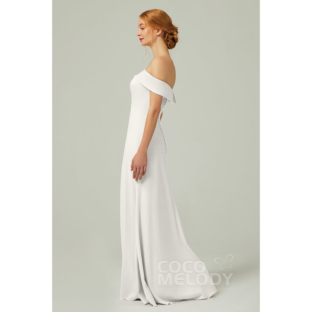 Sheath Floor Length Knitted Fabric Wedding Dress CB0346