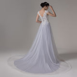 A-Line Court Train Lace Tulle Wedding Dress CW2808