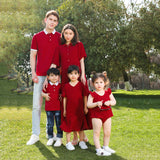 Family Matching red dress men's shirt parent-child dress