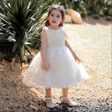 New Children's Dress Sleeveless Beaded Bow Flower Child Dress Girl Piano Playing Dress