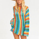 New knitted hollow beach cover-up seaside holiday short dress