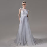 A-Line Court Train Lace Tulle Wedding Dress CW2812