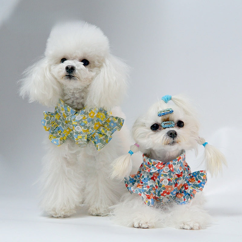 Dog T-shirt vest summer thin dog floral shirt Japanese and Korean cat clothes casual pet clothes