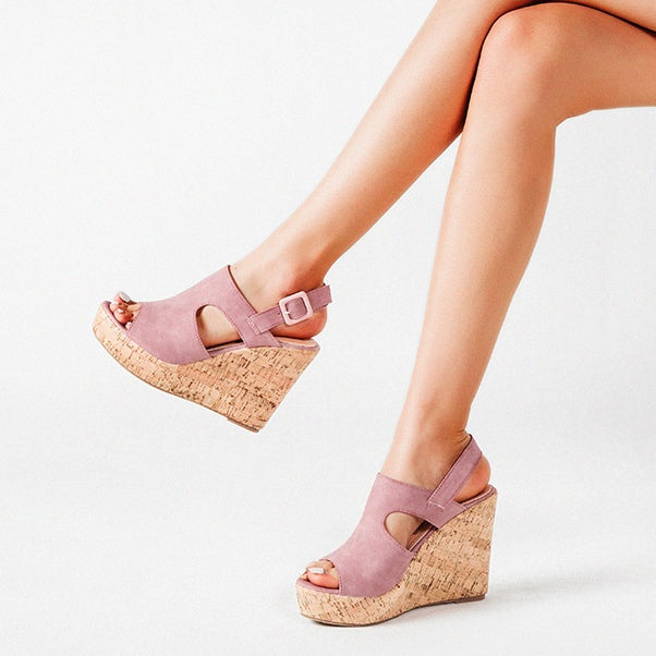 Women's wedge peep toe sandals women's platform fashion high heels
