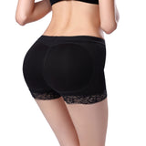 Lace body shaping hip lift up briefs with pad