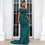 Plus Size Elegant Solid Strapless Plus Size Wedding Party Dress Split Women Gown Evening Dress