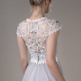 A-Line Court Train Lace Tulle Wedding Dress CW2812