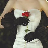 Black short bridal gloves