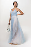 A-Line Floor Length Sparkling Tulle Bridesmaid Dress