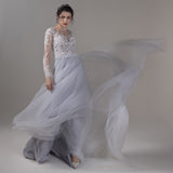 A-Line Court Train Lace Tulle Wedding Dress CW2809