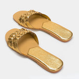 Flat Beach holiday slippers woven golden slippers women's shoes for outdoors