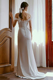 Sheath Sweep-Brush Train Elastic Cloth Wedding Dress