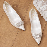 Low heel rhinestone bridal shoes