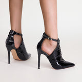 Semi-toe box lace-up Buckle pointed stiletto heel high heel sandals women
