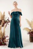 Sheath-Column Floor Length Velvet Bridesmaid Dress