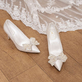 Bridal shoes pearl white high heels