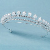 Handmade Pearl Rhinestone Crown bridal tiara