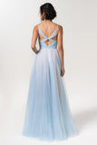A-Line Floor Length Sparkling Tulle Bridesmaid Dress