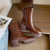 Chunky heel ankle boots fashionable all-match women's boots