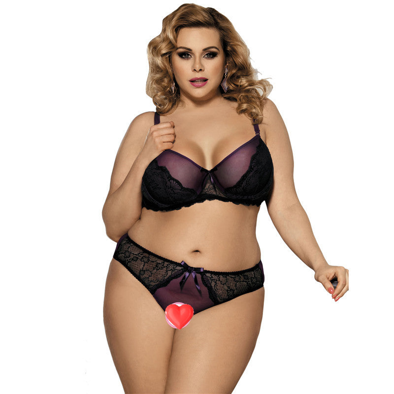 Sexy lingerie plus size Lady sexy lace pajamas three-point suit