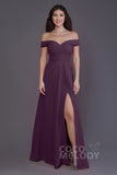 Sheath-Column Floor Length Chiffon Bridesmaid Dress