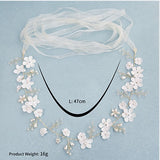 Fabric silk flower handmade pearl simplicity belt