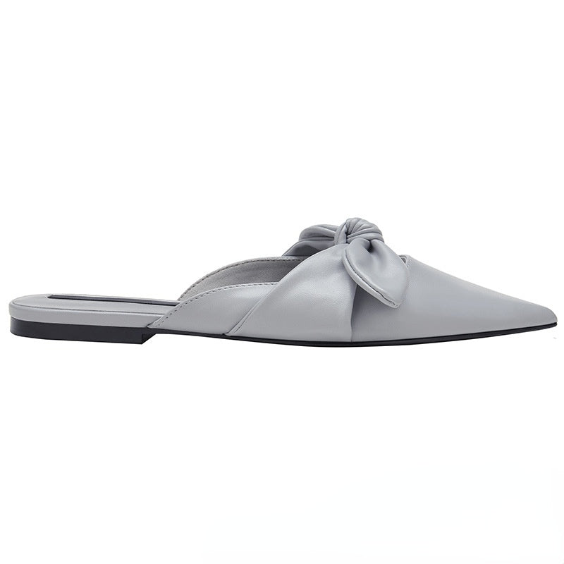 Women's Flat bowknot pointed-toe semi-slippers outdoor lazy shoes