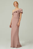 Sheath-Column Floor Length Chiffon Bridesmaid Dress