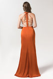Sheath Floor Length Luxe Satin Bridesmaid Dress