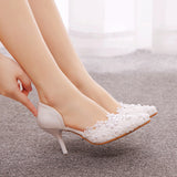 Lace High-heeled bridal elegant wedding shoes