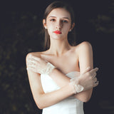 Short bow bridal wedding gloves