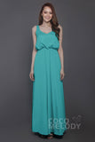 Sheath-Column Floor Length Chiffon Bridesmaid Dress