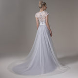 A-Line Court Train Lace Tulle Wedding Dress CW2812