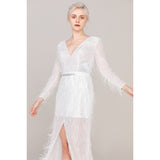 Sheath Sweep-Brush Train Sequined Lace Wedding Dress CW2436