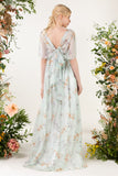 A-Line Sweep Train Printed Chiffon Bridesmaid Dress