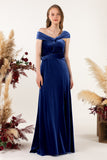 Sheath-Column Floor Length Velvet Bridesmaid Dress