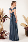 Sheath-Column Floor Length Velvet Bridesmaid Dress