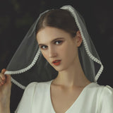 Bridal short lace single layer veil