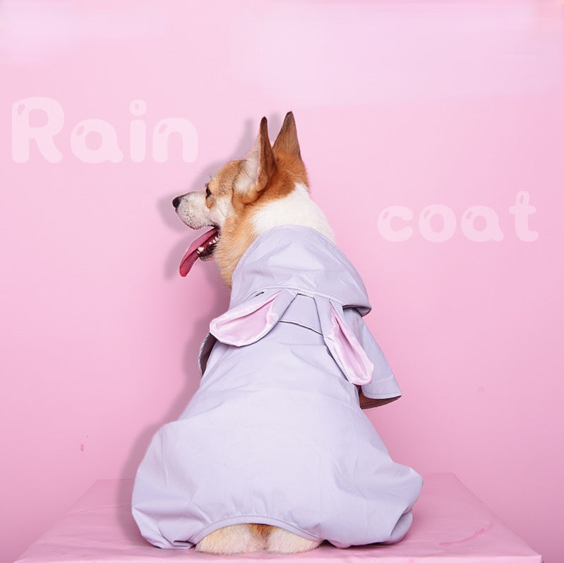Pet raincoat grey rabbit four legged raincoat dog raincoat Keji border grazing Chai dog raincoat