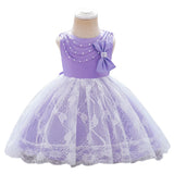 New Children's Dress Sleeveless Beaded Bow Flower Child Dress Girl Piano Playing Dress