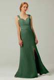 Sheath-Column Floor Length Chiffon Bridesmaid Dress