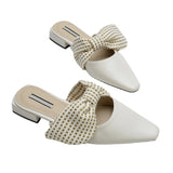 Women's shoes bow square toe flat toe box sandals women's outer wear